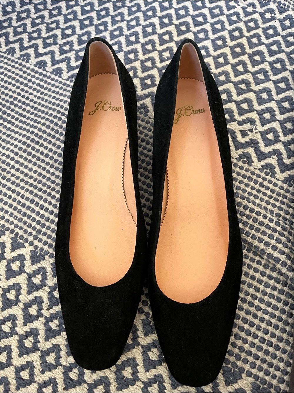 J. Crew Black Suede Square-Toe block heels